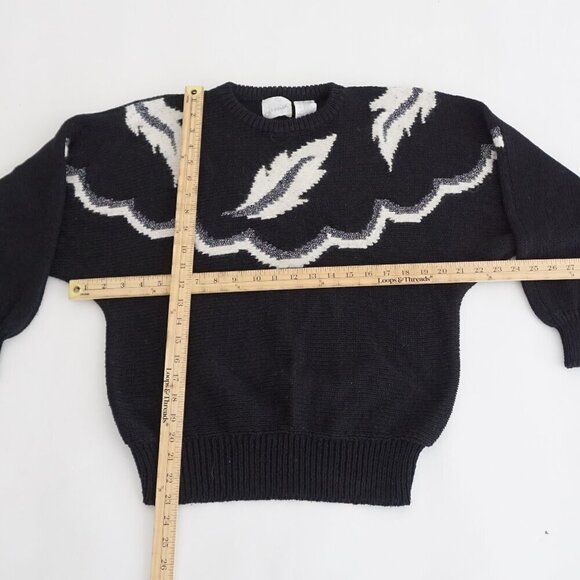 Vintage Jessica By Sears Black White Knit 2% Angora 2% Metallic Metal Sweater M - Picture 4 of 11